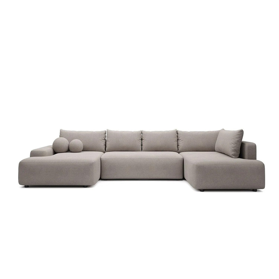 Vente-unique Schlafsofa Daviso in L-Form, Farbe Taupe/Grau, Stoff, Breite: 360 cm - Bild 2