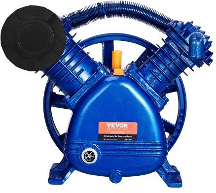 VEVOR Luftkompressor-Pumpenkopf mit zwei Zylindern, 5,5 PS, 5,75 CFM bei 90 PSI, zweistufiger V-Typ aus Gusseisen, blau - Bild 1