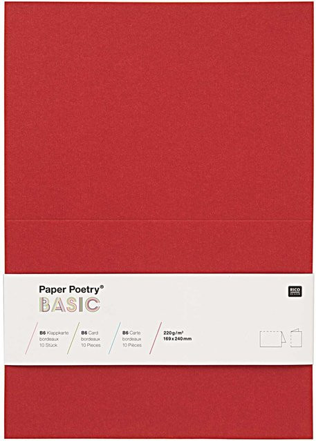 Rico Design Paper Poetry Klappkarten Basic B6 in Bordeaux, 10 Stück - Bild 1