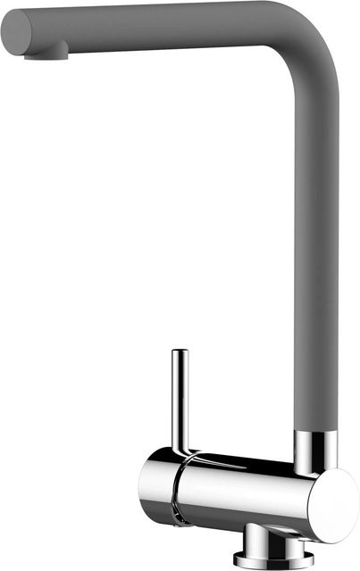 VIZIO Küchenarmatur für Vorfenster mit 360 Grad schwenkbarem L-Auslauf, Einhebelmischer, verchromt, Farbe: Silber/Grau - Bild 1