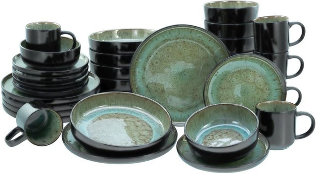CreaTable Kombiservice Nordic Fjord Green aus Steinzeug, 30-teilig - Bild 4
