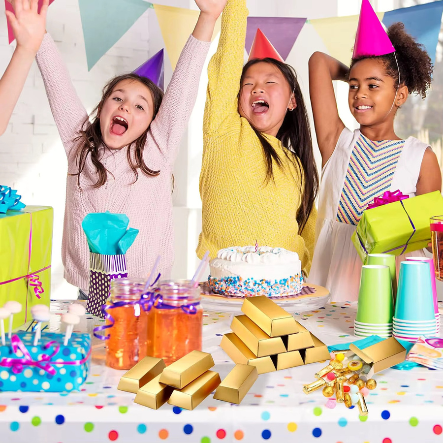 12 Stück Goldbarren aus Papier als Partydeko und Schatz für Casino- oder Schatzsuche-Themen in Gold - Bild 4