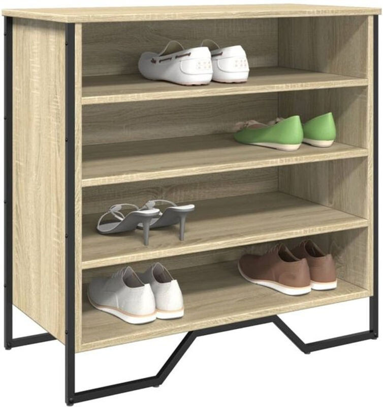 Vidaxl Schuhregal Industrial in Eiche Natur und Braun aus Holzwerkstoff und Metall, B/T/H: 80 x 38 x 78 cm - Bild 1