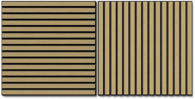 Denpanels Akustikpaneel Wandverkleidung Eiche MDF und Akustikfilz in Schwarz, 2 Stück, Breite: 60 cm - Bild 1