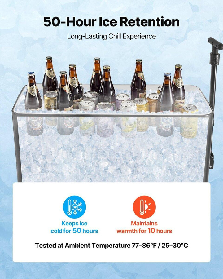 Rollende Eisbox mit 75,71 l Fassungsvermögen, tragbarer Getränkekühler mit teleskopischem Zuggriff und schwenkbaren Rollen für Strand, Terrasse und Party - Bild 2