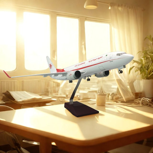 ZOCO Air Algerie Airlines 737-800 Flugzeugmodell, Miniaturflugzeug aus Harz, mit Licht und Rad, 47 cm - Bild 1