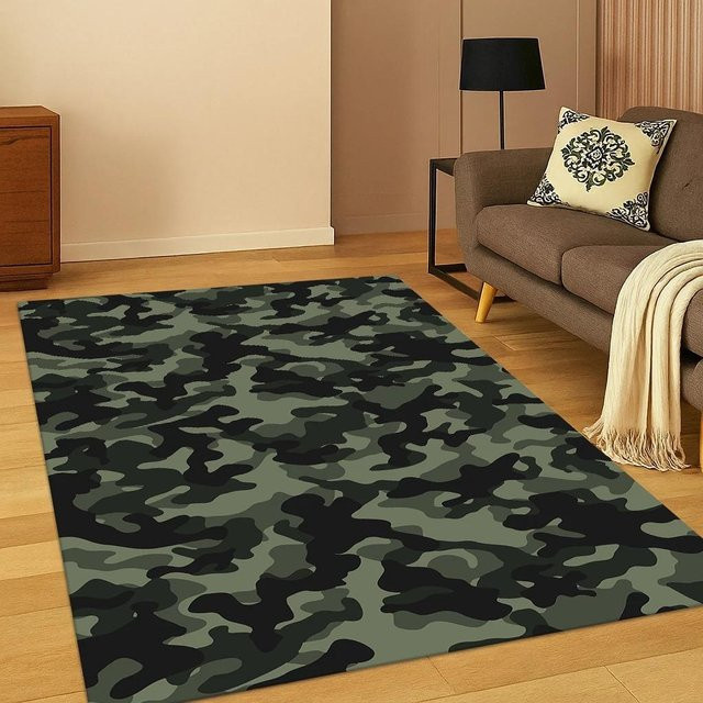 Lodestar Camouflage Teppich B/B: 80 x 50 cm, Mehrfarbig, Rutschfest und Waschbar - Bild 1