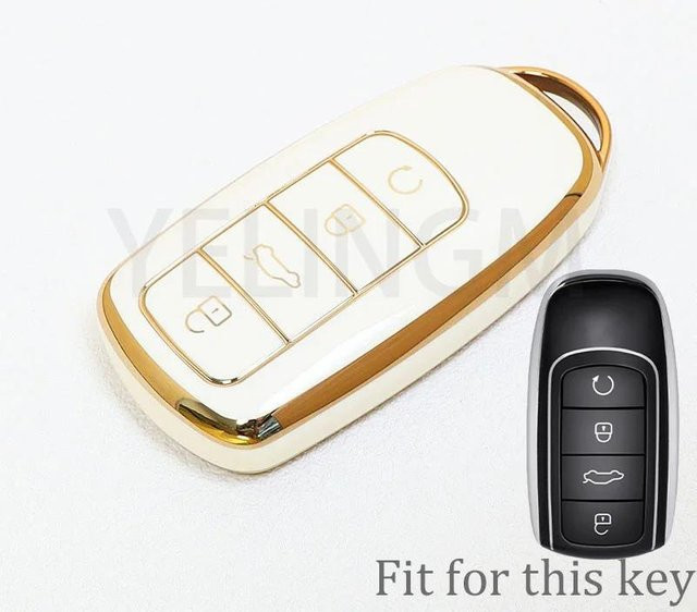 YELINGM Schlüsselanhänger und Schlüsselhülle für Chery Omoda 5, Tigo 7, Tigo 8 Pro Max und Arrizo 5 Plus in Beige - Bild 1