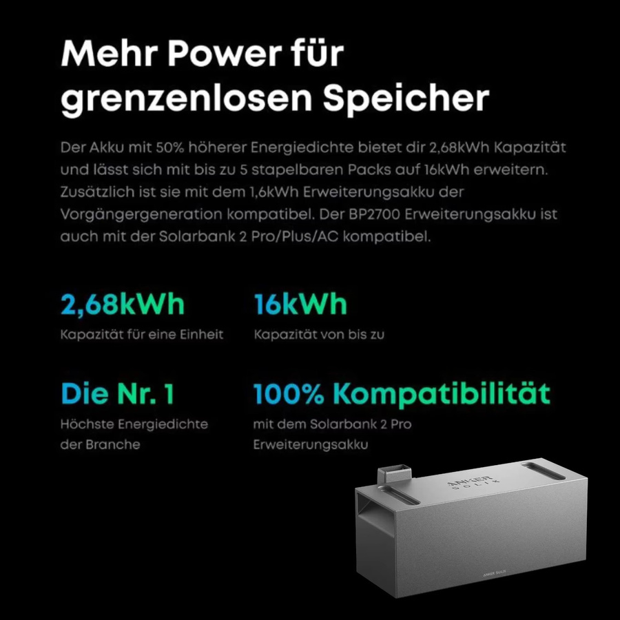 Anker SOLIX Solarbank 3 E2700 Pro Speicher mit BP2700 Erweiterungsbatterie, 5,4kWh, grau - Bild 3
