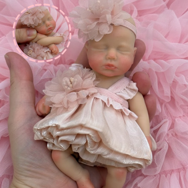 CatDoneca Mini LouLou Silikon Reborn Puppe, Waschbar, Silikon, Rosa / Pink - Bild 1