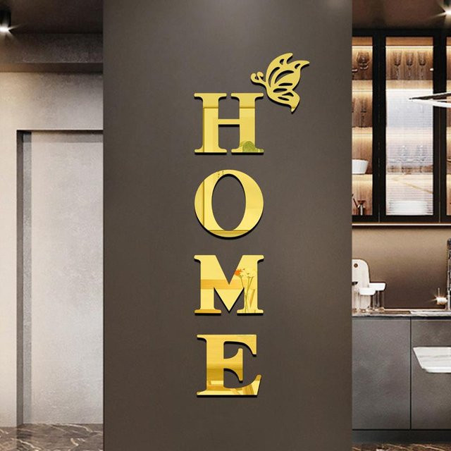 HOME Home Logo 3D Spiegel Wandaufkleber Lucky Black Cat in Gold oder Silber zur Wanddekoration - Bild 1