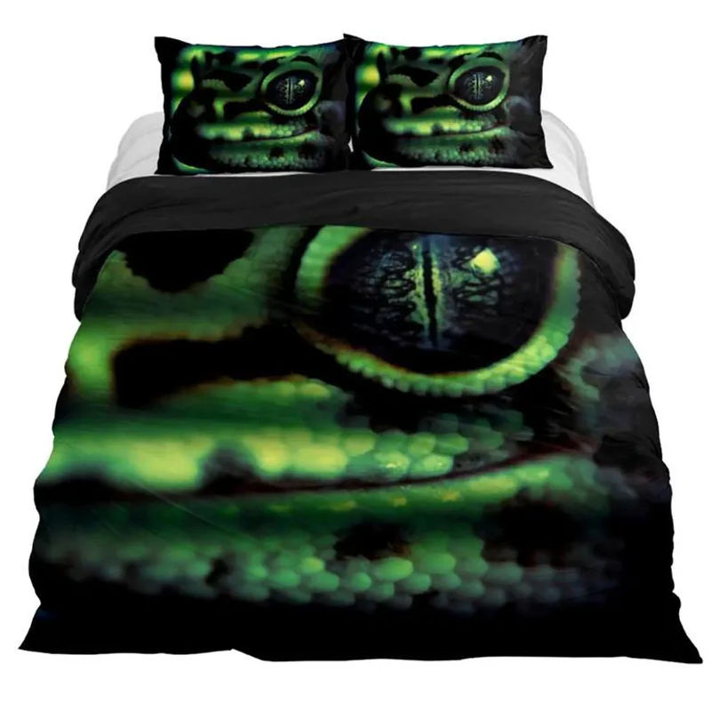 Lodestar Bettwäsche Set mit Echsen und tropischem Floral-Design, 3-teilig, Lila und Grün, B/H: 260 x 240 cm - Bild 2