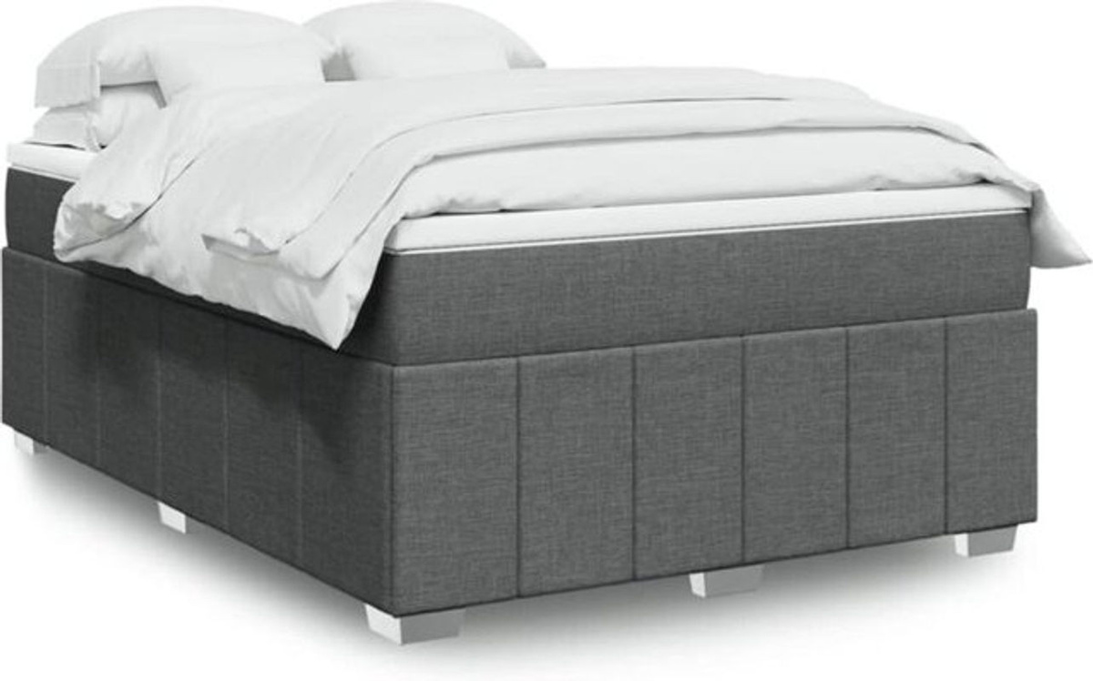 vidaxl Boxspringbett mit Matratze aus Stoff in Dunkelgrau B/T/H: 140 x 190 cm - Bild 1