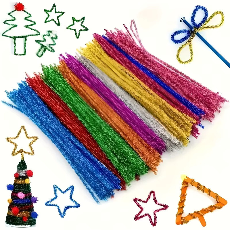 100 Stück funkelnde Plüsch-Stiel-Rohrreiniger von DUTRIEUX in Multicolour, 30 cm weicher Draht zum Basteln für DIY-Projekte und Dekorationen - Bild 3