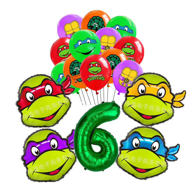 Teenage Mutant Ninja Turtles Zahlenballons aus Aluminiumfolie für Kinder Geburtstagsdekoration von Bandai in Mehrfarbig - Bild 1