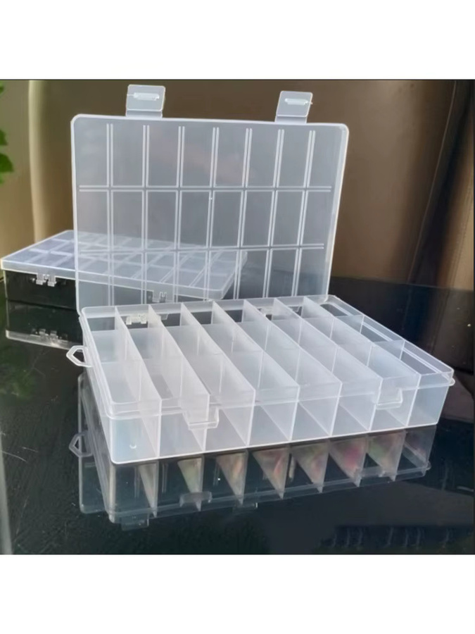 Transparente 24-Fach Schmuckbox aus Kunststoff als durchsichtige Organisationsbox - Bild 3