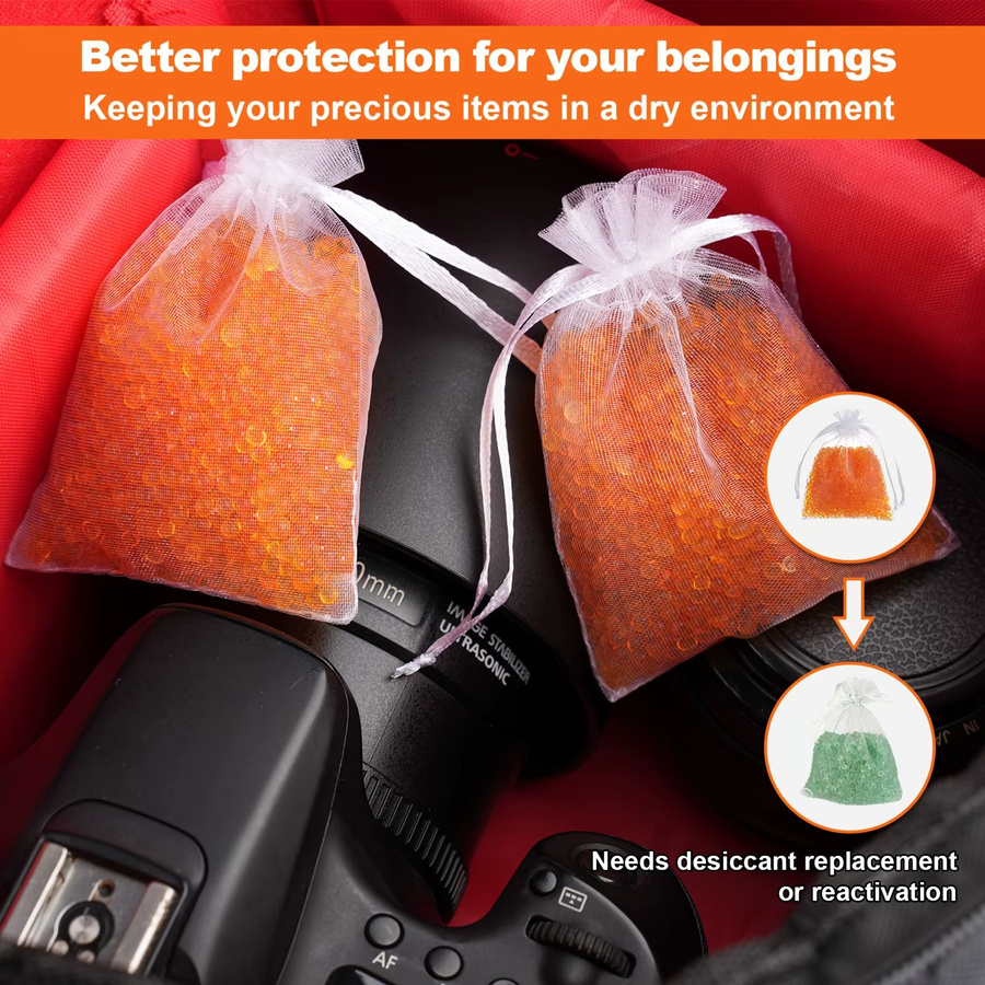 AbsorbKing Silikon-Trockenmittel in Orange zur Entfeuchtung für 3D-Drucker, Elektronik und Mobiltelefone inklusive Netztasche - Bild 2