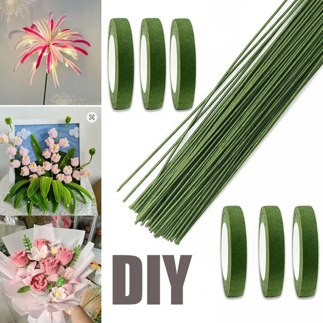 Selbstklebendes Floristentepe in Grün für DIY Blumenstiele und handgemachte Blumensträuße - Bild 1