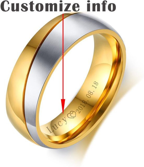 Vnox Ringe, Edelstahl, Gold, Damen Herren, Unisex - Bild 1