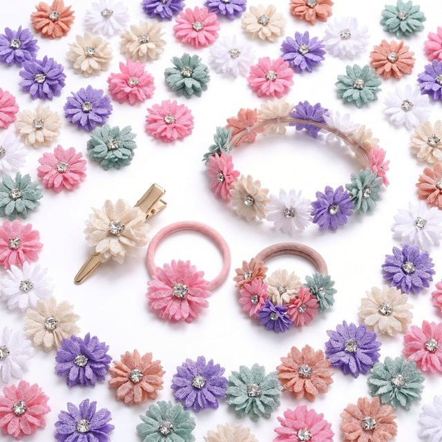 iYOE Stoffblumen, 24 mm, mit Strass-Mitte, Unisex - Bild 1