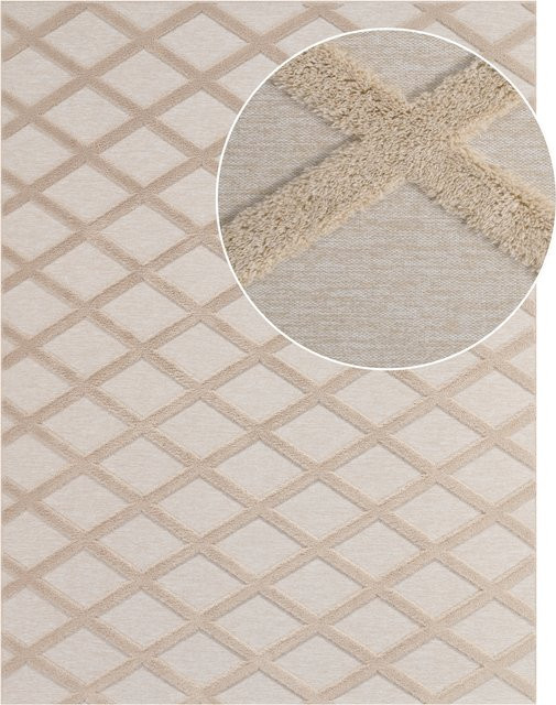 Waschbarer Teppich Utah in Beige mit Rautenmuster, modern, B/T: 230 x 340 cm - Bild 1