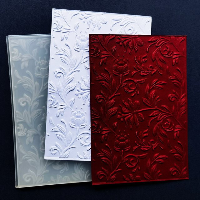 Geprägter 3D-Ordner aus Kunststoff mit Blatt- und Blumenmuster für DIY-Papiersteckbücher und Kartenherstellung - Bild 1