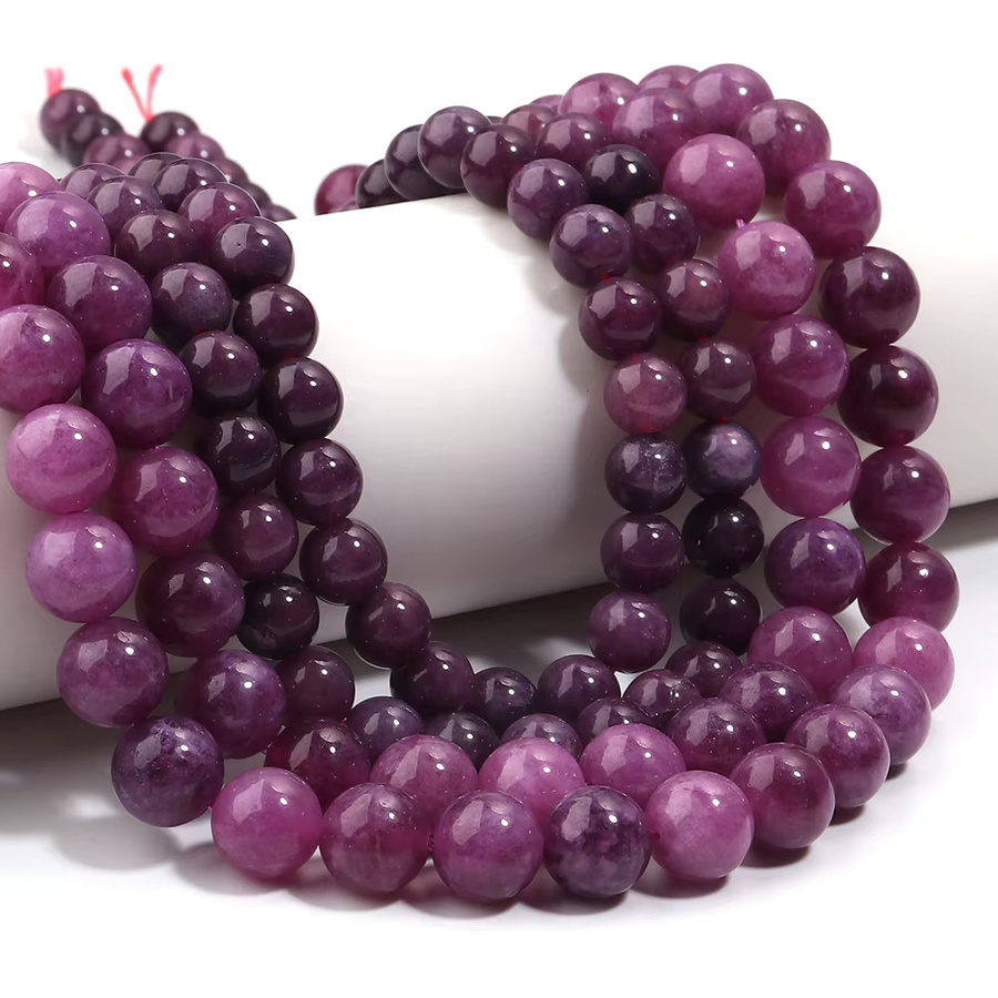 louleur Amethyst Perlen, rund, 6/8/10mm, Unisex - Bild 5