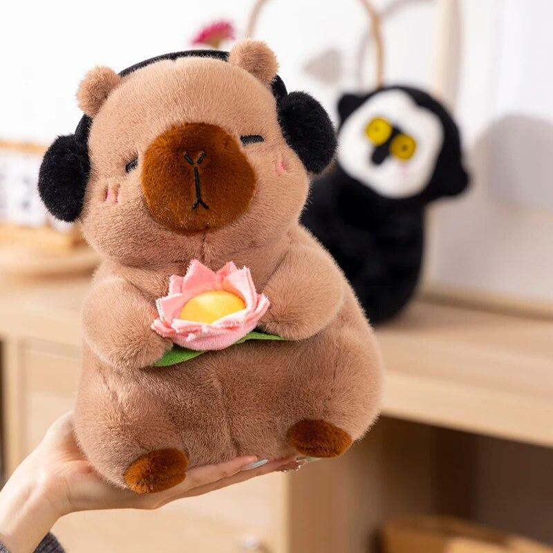 Capybara Plüschtier weiche Puppe Blume halten 25cm - Bild 2