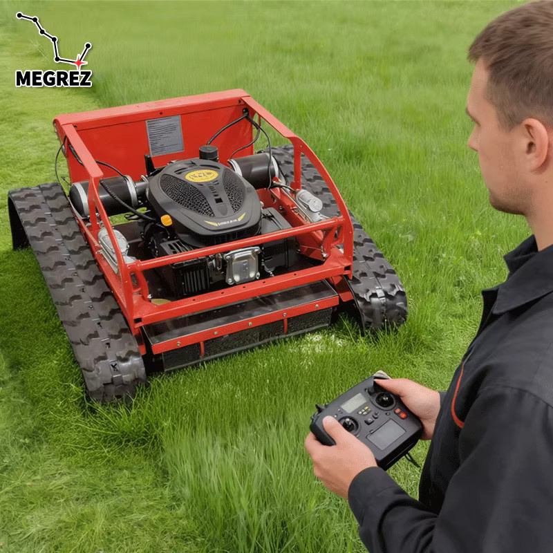 TINGBAI Ferngesteuerter Raupenmäher in Rot für alle Geländearten mit automatischer Rasenpflege für Obstgärten - Bild 3