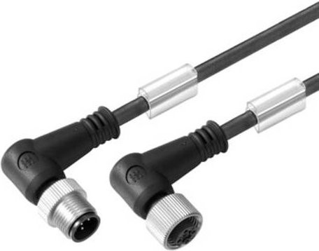 Weidmüller Sensor-Aktor-Steckverbinder M12 konfektioniert, gewinkelter Stecker und gewinkelte Buchse, schwarz, 3,00 m - Bild 1