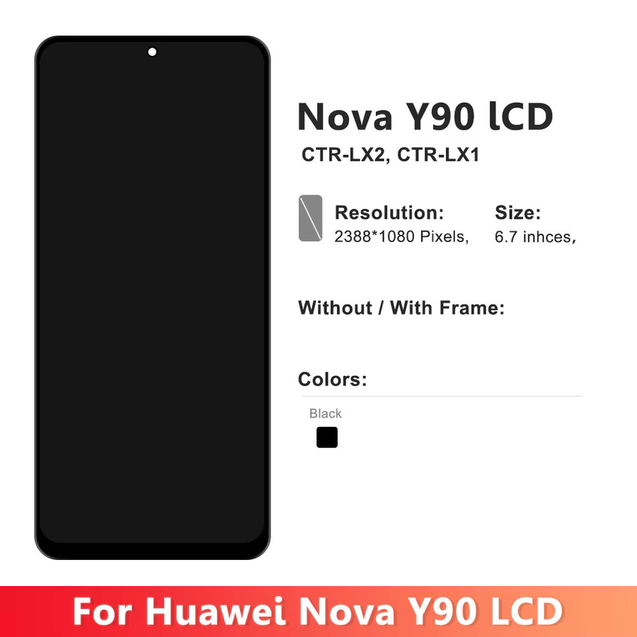 Huawei Nova Y90 LCD Display Bildschirm Rahmen mit Touch Panel Digitizer Ersatzteil in Schwarz 6,7 Zoll für CTR-LX2 CTR-LX1 - Bild 2