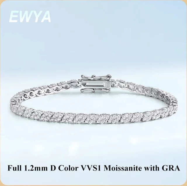 EWYA Moissanit-Tennis-Armband, 925 Silber, Diamant, Damen - Bild 1
