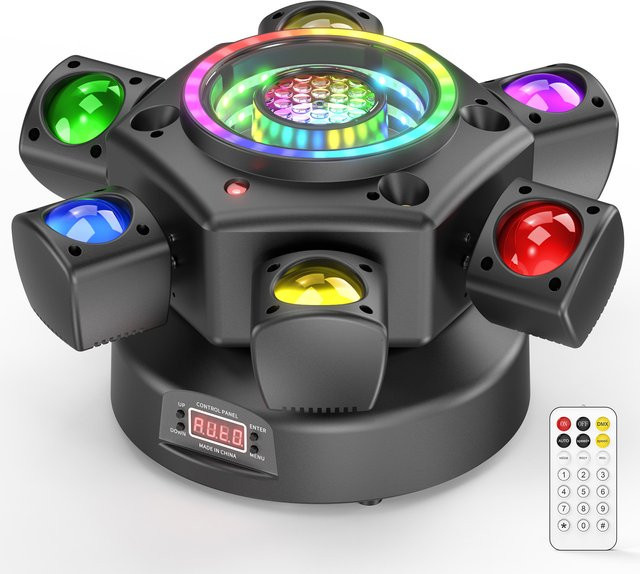Yiflamefly 150W 6-Arm Beam Moving Head Lights RGBW LED DMX512 Partybeleuchtung, Schwarz - Bild 1