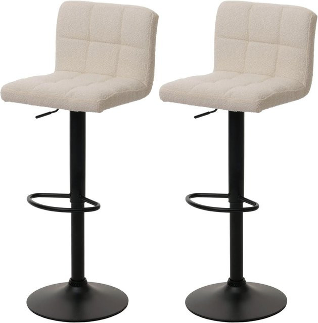PROREGAL 2er-Set Barhocker mit Lehne, höhenverstellbar und drehbar, Stoff Boucle, Farbe: Beige, B/T/H: 41 x 41 x 107 cm, Sitzhöhe: 63-83 cm - Bild 1