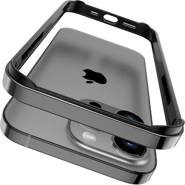 Stoßfängerhülle für Apple iPhone in Titan Grau mit Metall-Design - Bild 1
