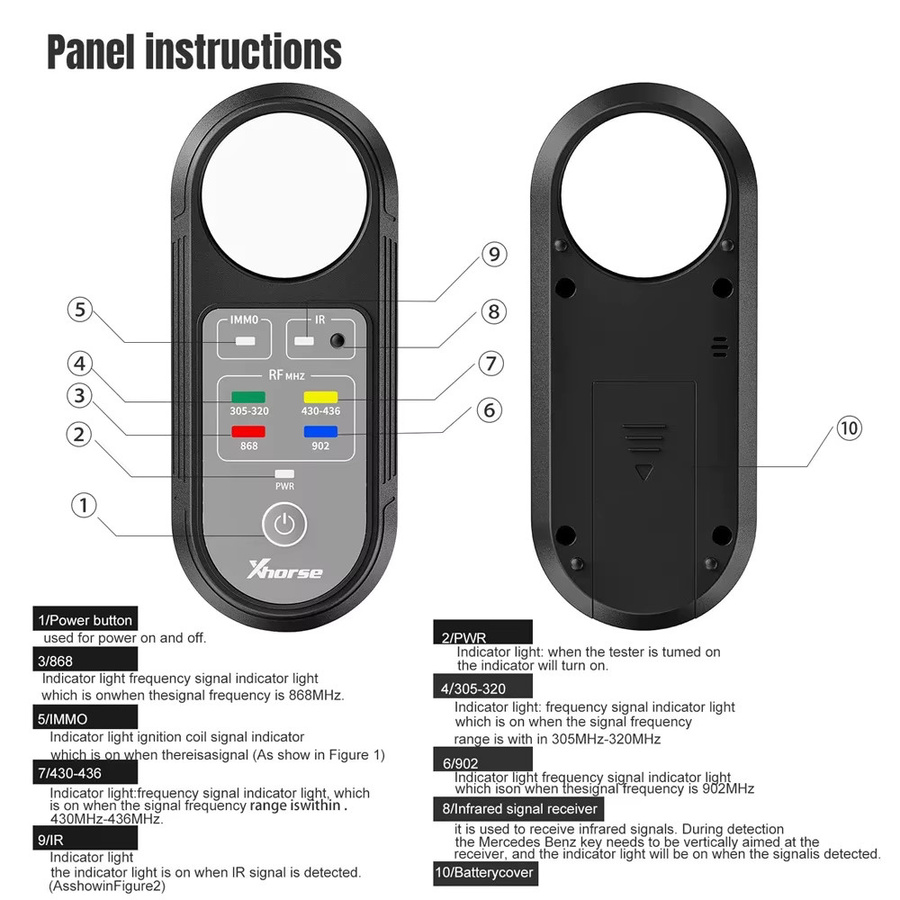 Xhorse XDRT20 V2 Remote Tester VVDI Infrarot Signal Erkennung Frequenz Tester für Autoschlüssel in Schwarz (315/433/868/902 MHz) - Bild 2