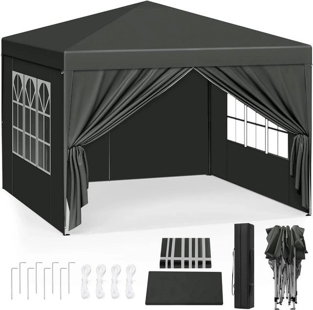WOLTU Pop-Up Pagodenzelt Wasserdichter Sonnenschutz aus Oxford-Gewebe Grau B/T: 300 x 300 cm, Höhe: 258 cm - Bild 1