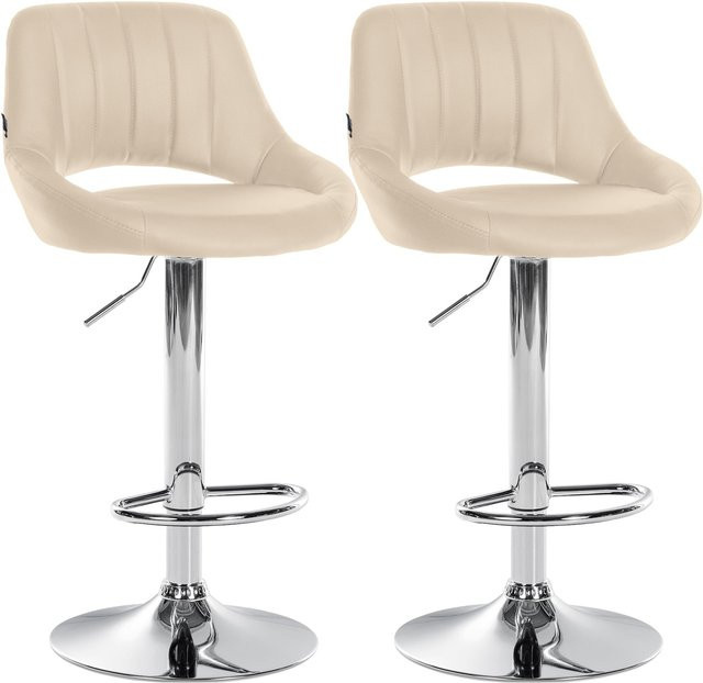 CLP Barhocker Milet 2er Set, höhenverstellbare Barstühle mit Lehne aus beige Kunstleder und Metallgestell, drehbar - Bild 1
