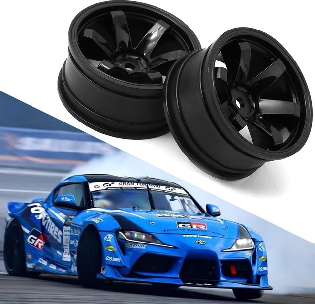 RS RC Racing Auto Reifen Radnabe Kunststoff 4-teiliges Set Schwarz 1/10 - Bild 1