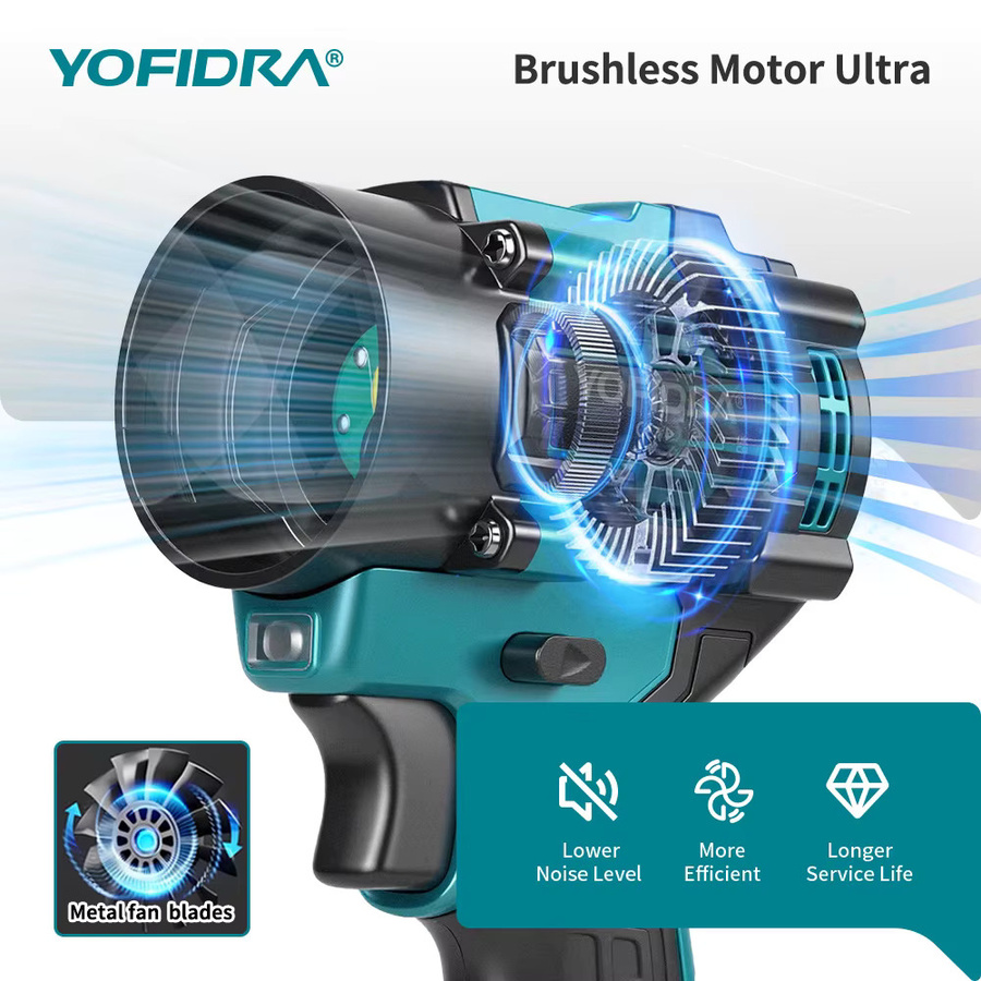 YOFIDRA 2-in-1 Bürstenloser Turbo-Gebläseventilator und Staubsauger mit 80000 RPM für Makita 21V Akku - Bild 3