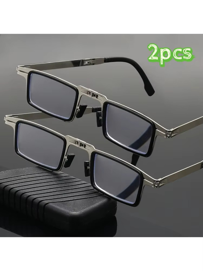 DIXSG Lesebrille, Unisex, Metall, Vollrand, rechteckig, silver - Bild 4