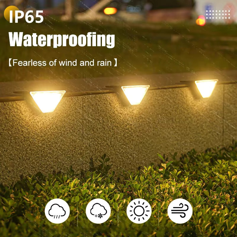 XIWANGFIRE LED Solar-Dreieck-Stufenleuchte in Schwarz mit warmweißem Licht für Garten, Balkon und Außenbereiche - Bild 5