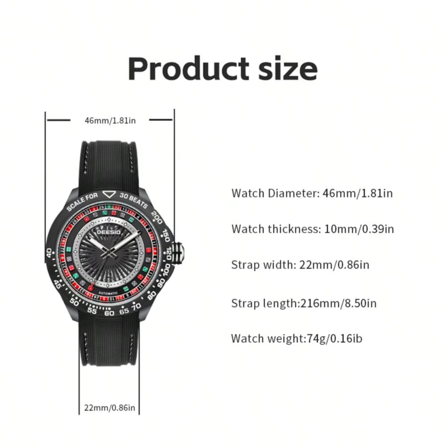 Deesio Armbanduhr Automatik, Edelstahl, Schwarz, Herren - Bild 2