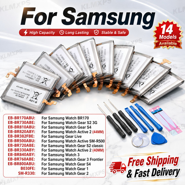 Samsung Ersatz-Uhrenbatterie in Silber für Galaxy Watch BR170 Gear S2 S4 Active 2 R800 R810 R500 3 Frontier - Bild 1
