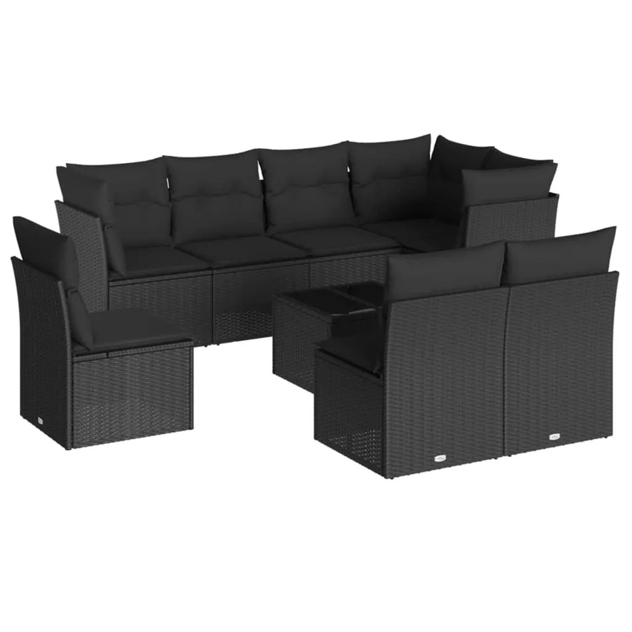 vidaXL 9-tlg Garten-Sofagarnitur aus Poly-Rattan mit Kissen in Schwarz Modell 61 - Bild 2