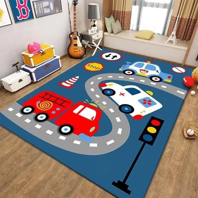 Lodestar Kinder Spielteppich mit Straßen- und Tiermotiven, bunter Dekoteppich für die Kinderspielecke, B/B: 80 x 50 cm - Bild 1