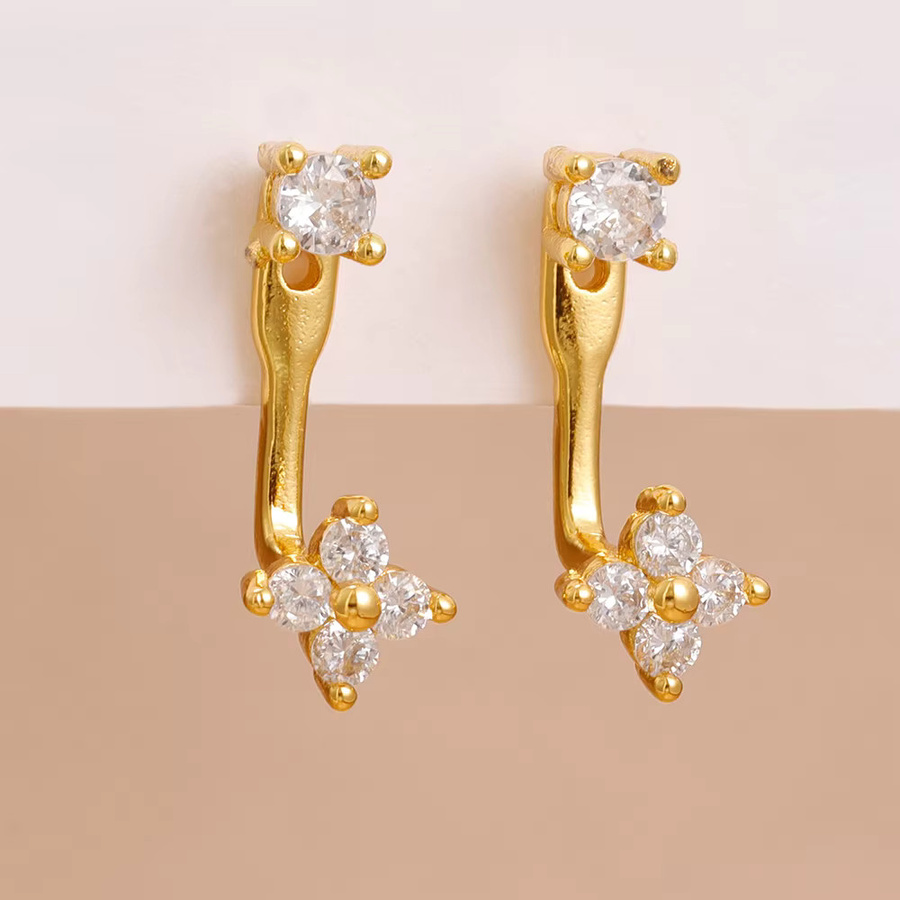Maodane Ohrstecker Edelstahl, Zirkonia, Blume, Gold, Damen - Bild 2
