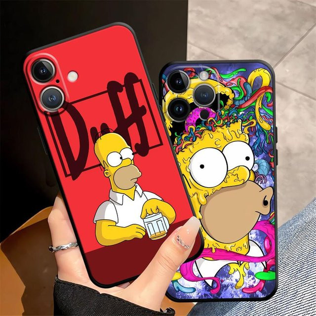 Homer Simpson Handyhülle für iPhone verschiedene Modelle, Schwarz, Soft Phone Cover mit The Simpsons Motiv - Bild 1