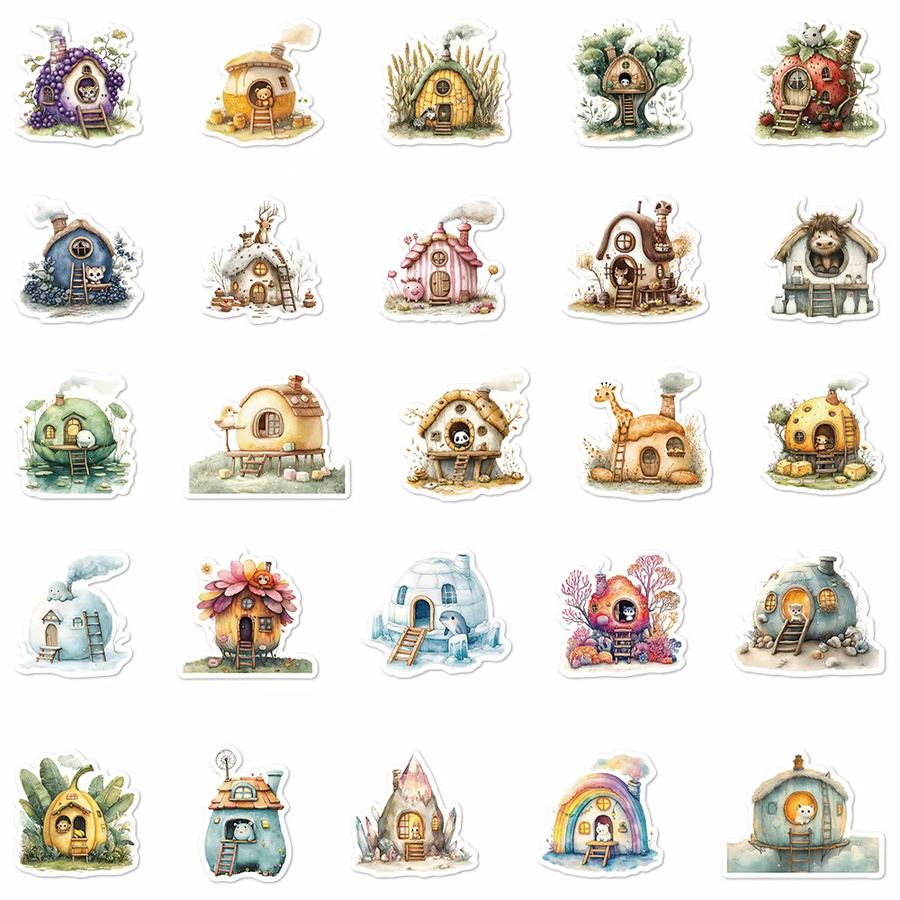 Charile Aquarell Tier Haus Cartoon Aufkleber, 10-teiliges Set, multicolour - Bild 2
