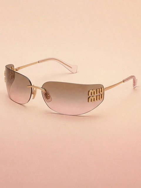 Miu Miu 0MUA51S Sonnenbrille, randlos, oval, pink, Gold, Damen - Bild 1